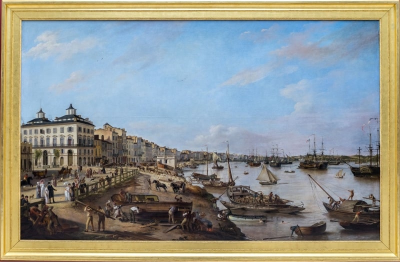 Pierre Lacour - Vue d'une partie du port et des quais de Bordeaux dits des Chartrons et de Bacalan, vers 1804.